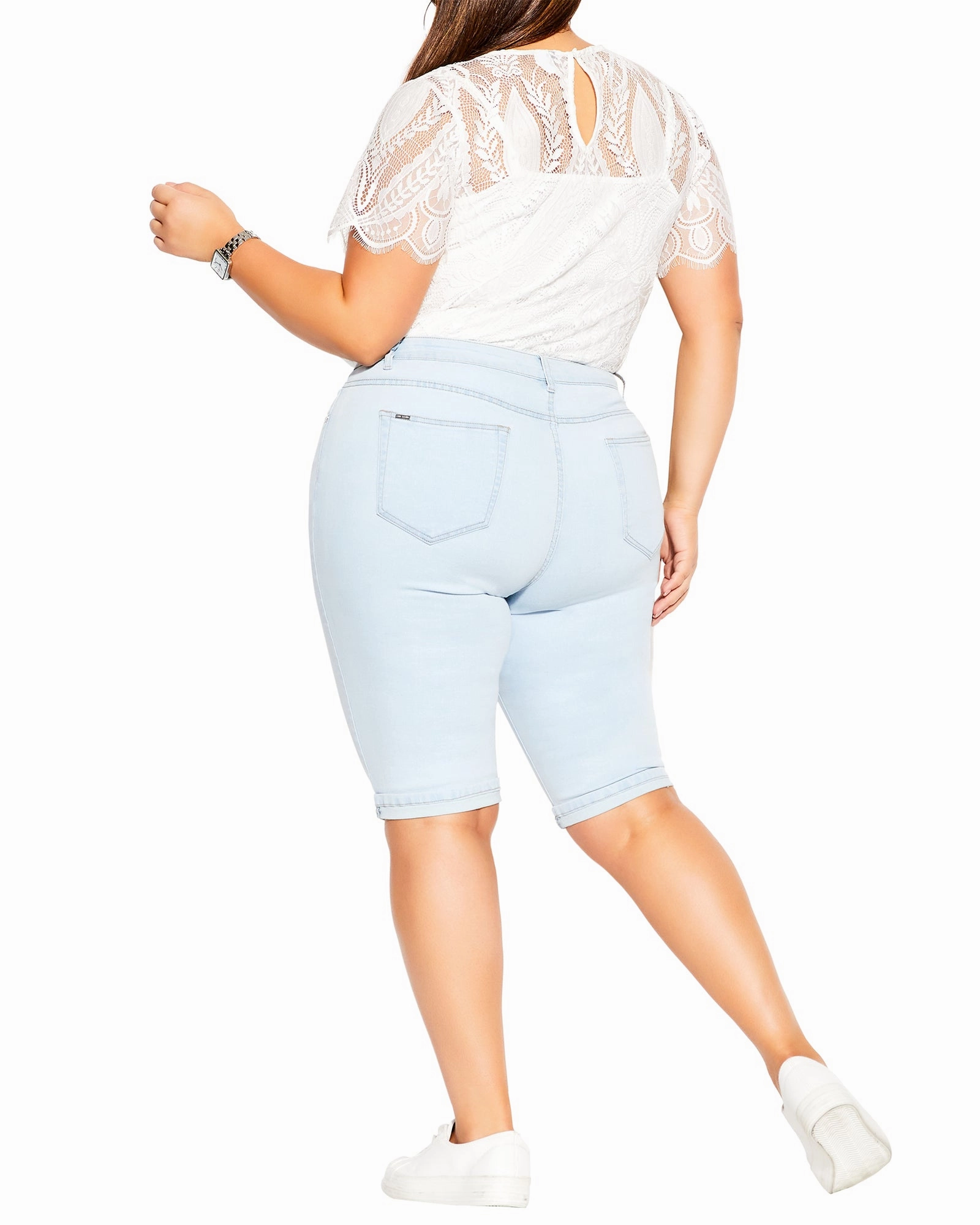 Paola Light Wash Ripped Bermuda Short | Light Wash Durable Summer Vibes Minimalist Style Festival Outfit Loose