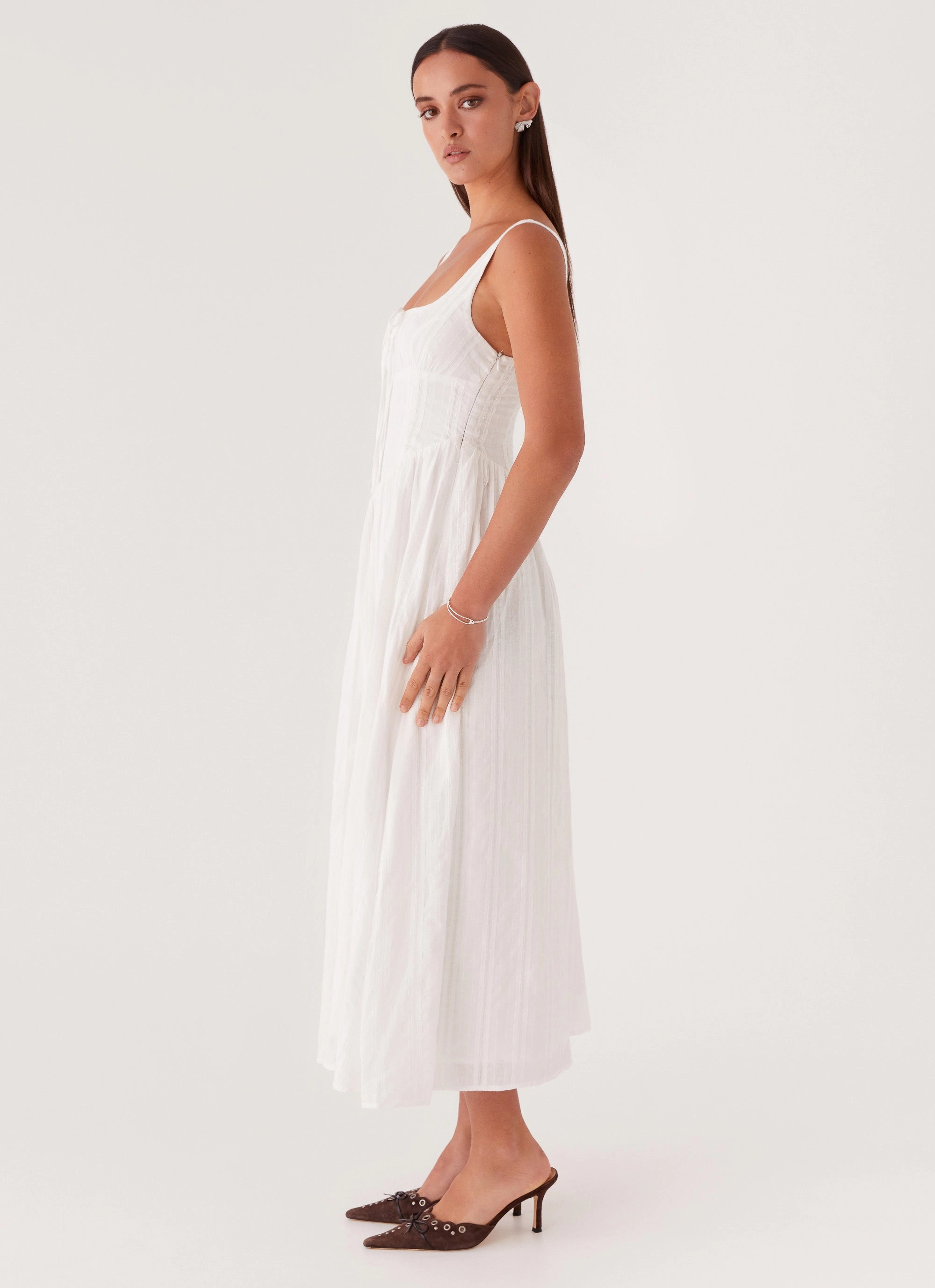 Spring Style Chill Mode Pascuelle Midi Dress - White