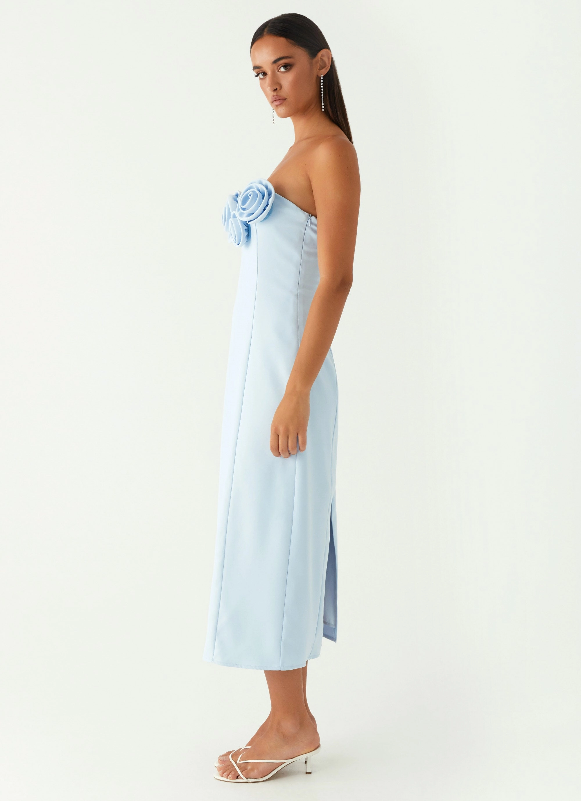 Patsie Strapless Midi Dress - Blue Trend Texture Neutral-Shade