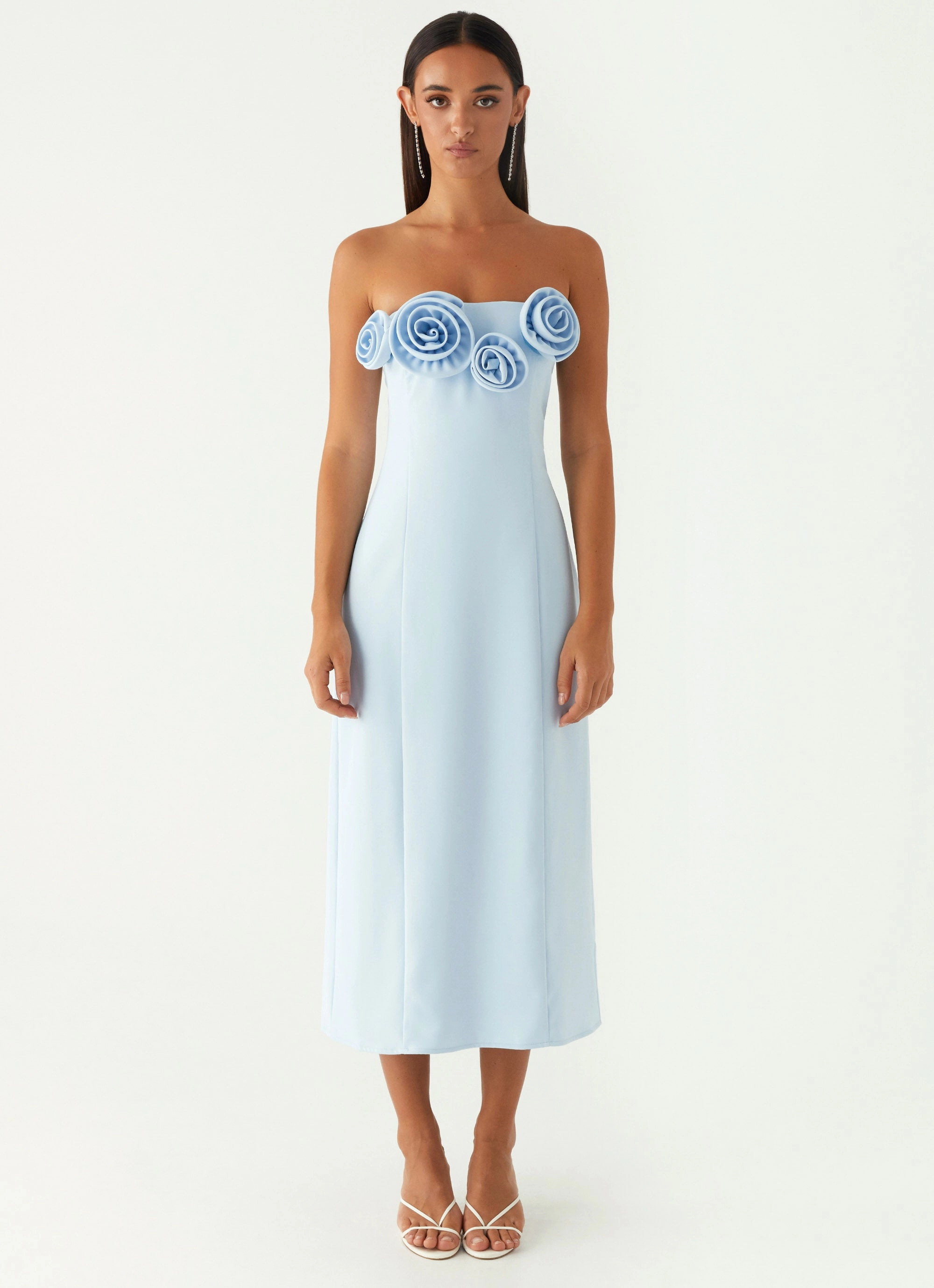 Patsie Strapless Midi Dress - Blue Scandi Clean