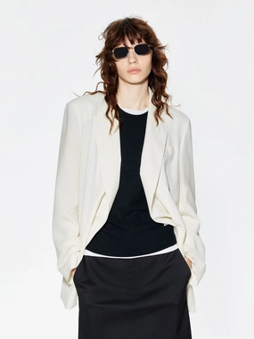 Travel Commuter Layer Peak Lapel Structured Blazer