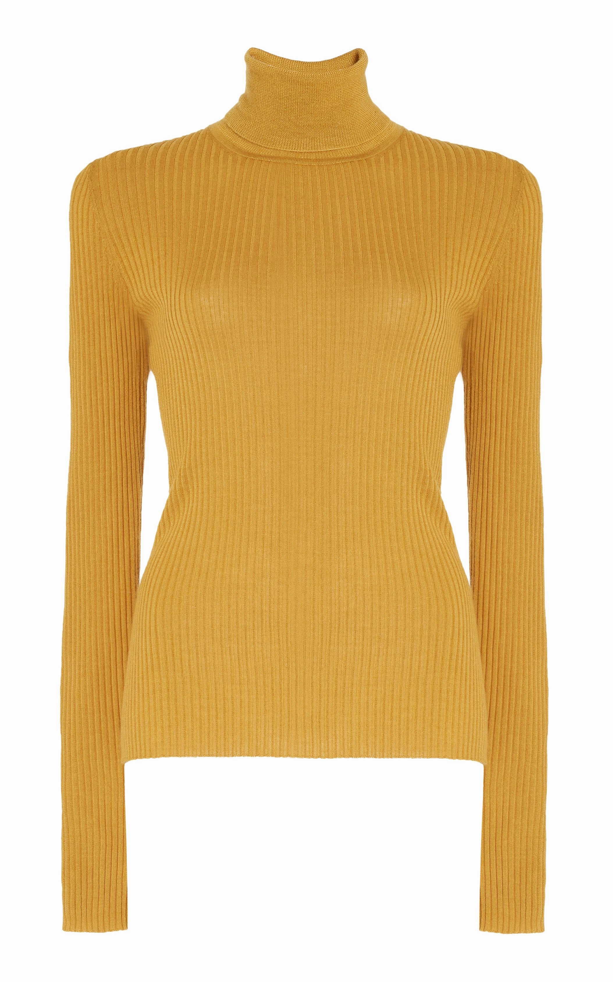 WaterRepellent Finish Peppe Knit Turtleneck in Golden Birch Cashmere Silk
