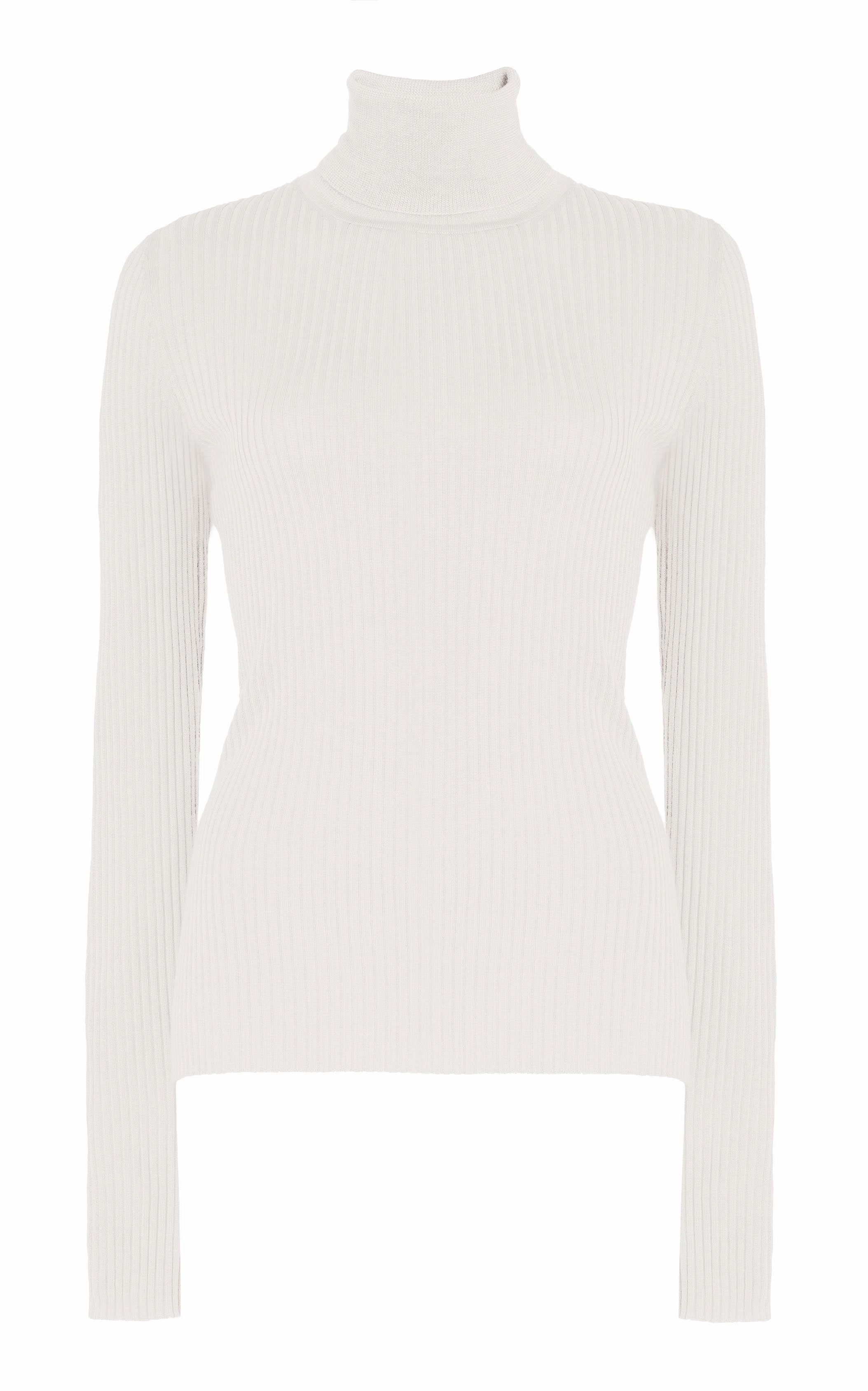 Peppe Knit Turtleneck in Ivory Cashmere Silk Daily Layers Double Layered Cuffs