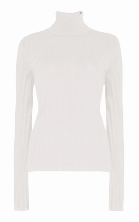 Fresh Trend Peppe Knit Turtleneck in Ivory Cashmere Silk