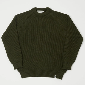 Zero Waste Knitting TearResistant Fabric Peregrine Ford Crew Neck Jumper - Olive