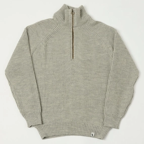 HighElasticity Fabric Circular Knit Design Peregrine Ford Quarter Zip Jumper - Light Grey