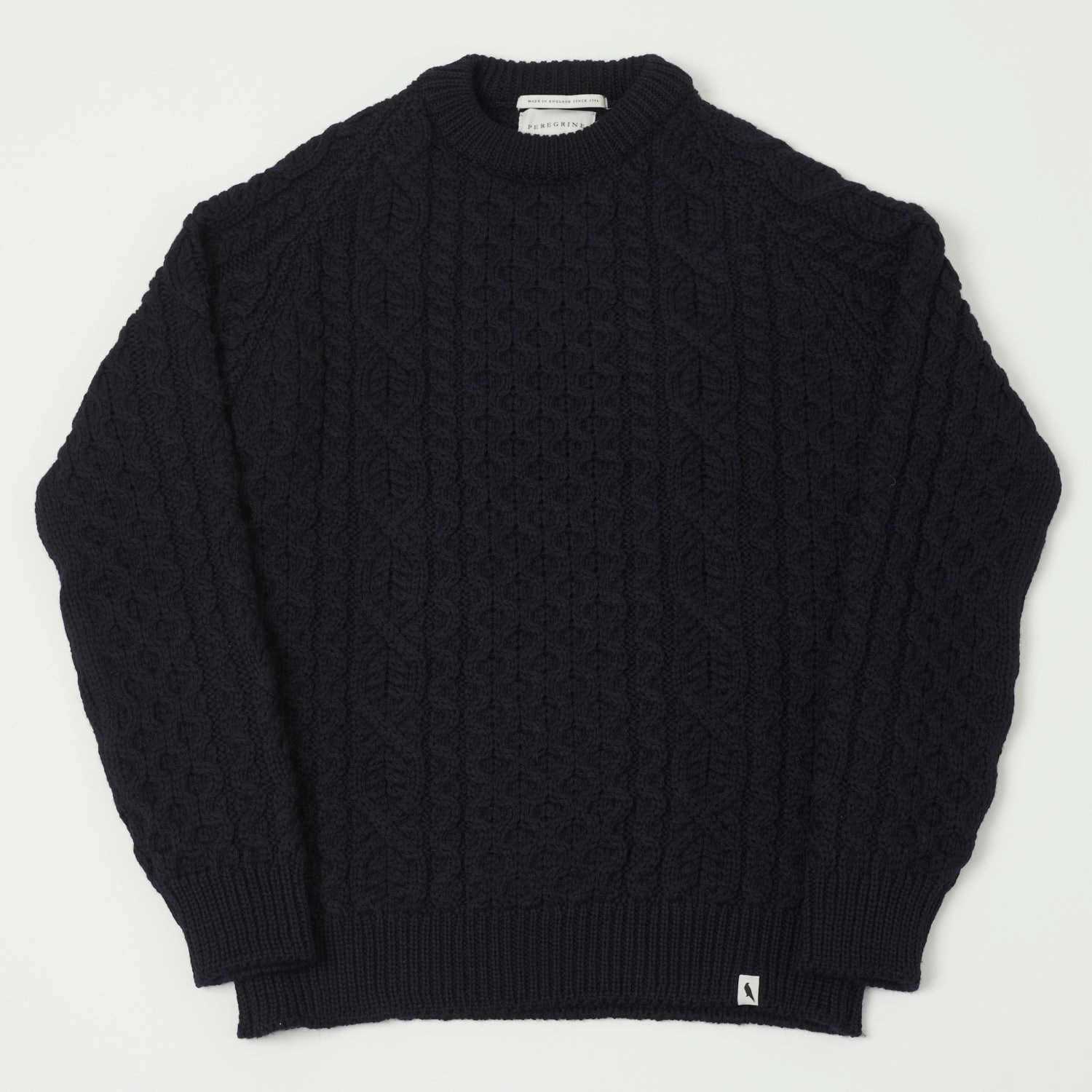 Peregrine Hudson Aran Jumper - Navy Anti Pilling