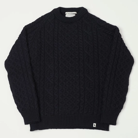 Peregrine Hudson Aran Jumper - Navy Easy Silhouette