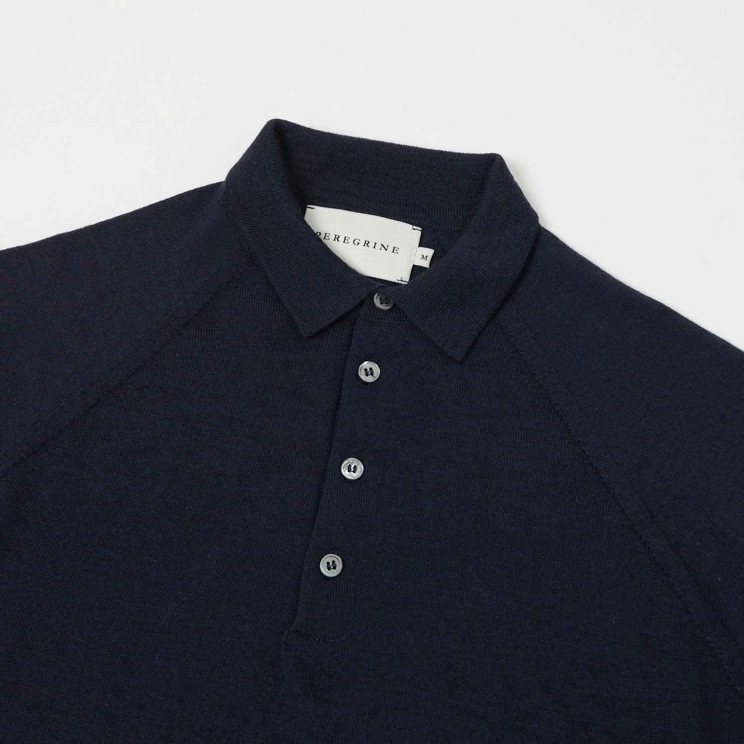 Day To Night Peregrine Long Sleeve Wool Polo Shirt - Navy