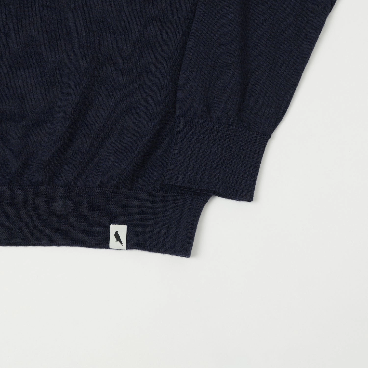 Airy Feel Peregrine Long Sleeve Wool Polo Shirt - Navy