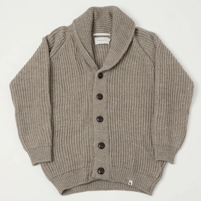 Peregrine Wilkinson Shawl Collar Cardigan - Oak Compression Fit Technology Recycled Polyester Thread