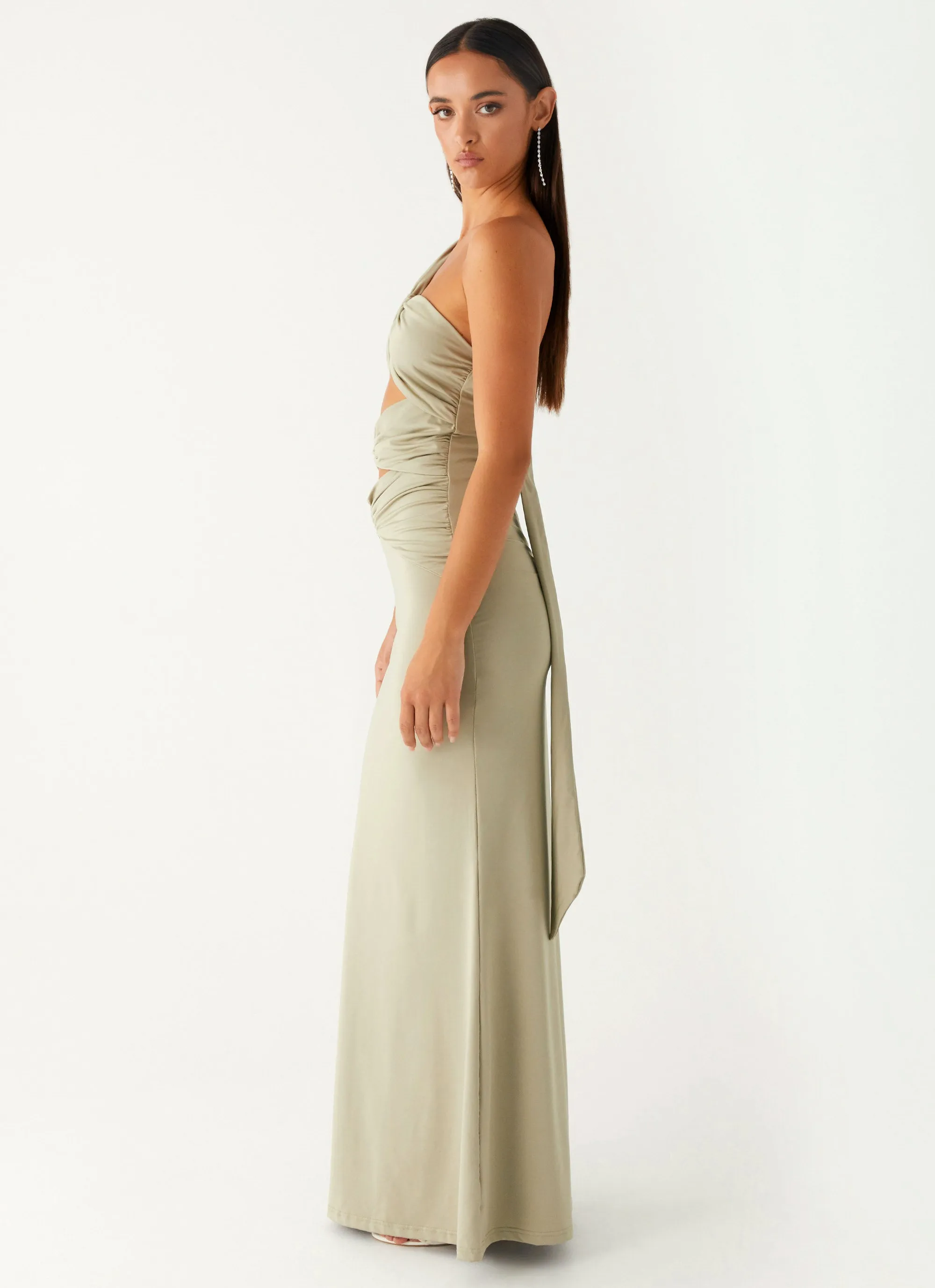 Geometric-pattern Bold Structure Christie Maxi Dress - Sage