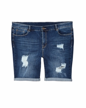 Gerristen Distressed Bermuda Short | Dark Wash Stretch Holiday Vibes Streetwear Fan