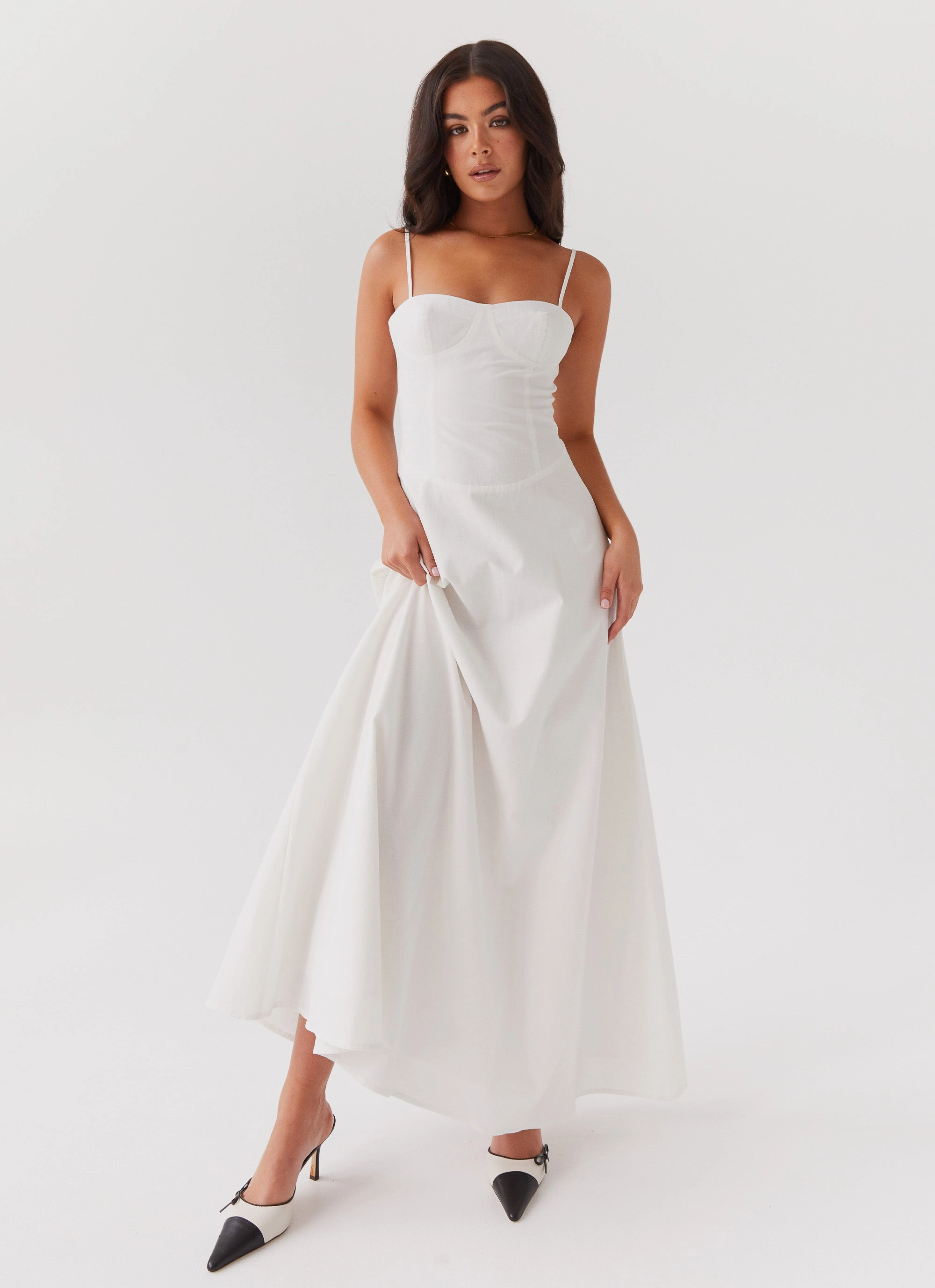 Angelina Linen Maxi Dress - White Raglan-Sleeve Casual Must-Have
