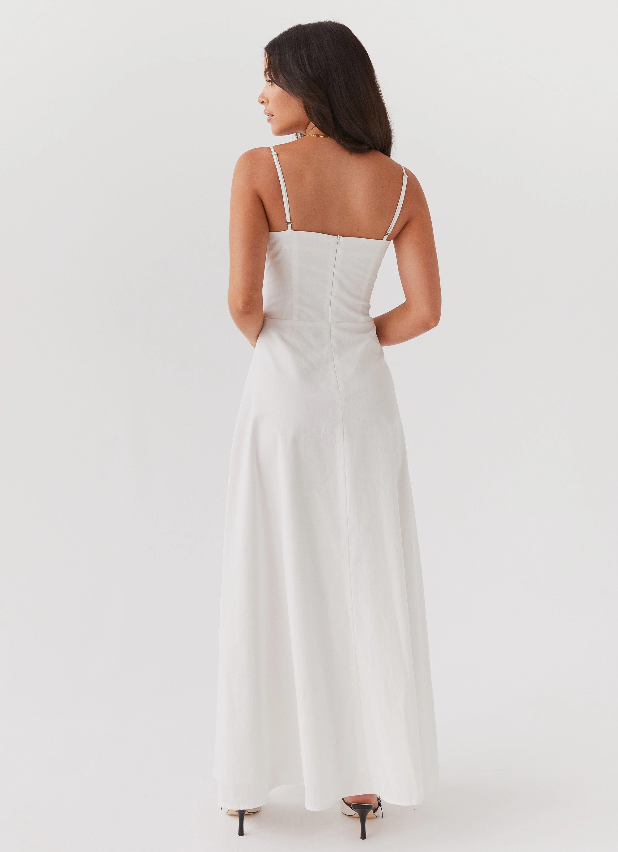 Angelina Linen Maxi Dress - White Simple formal dress Premium Fabric