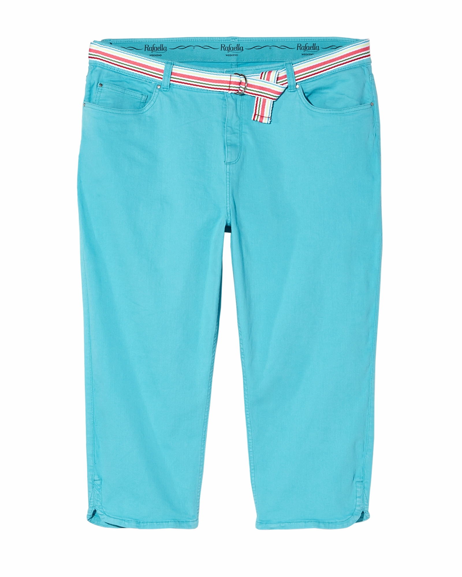 Basic Outfit Weighted Hemline Fountain Capri with Coordinating Belt | Turquoise