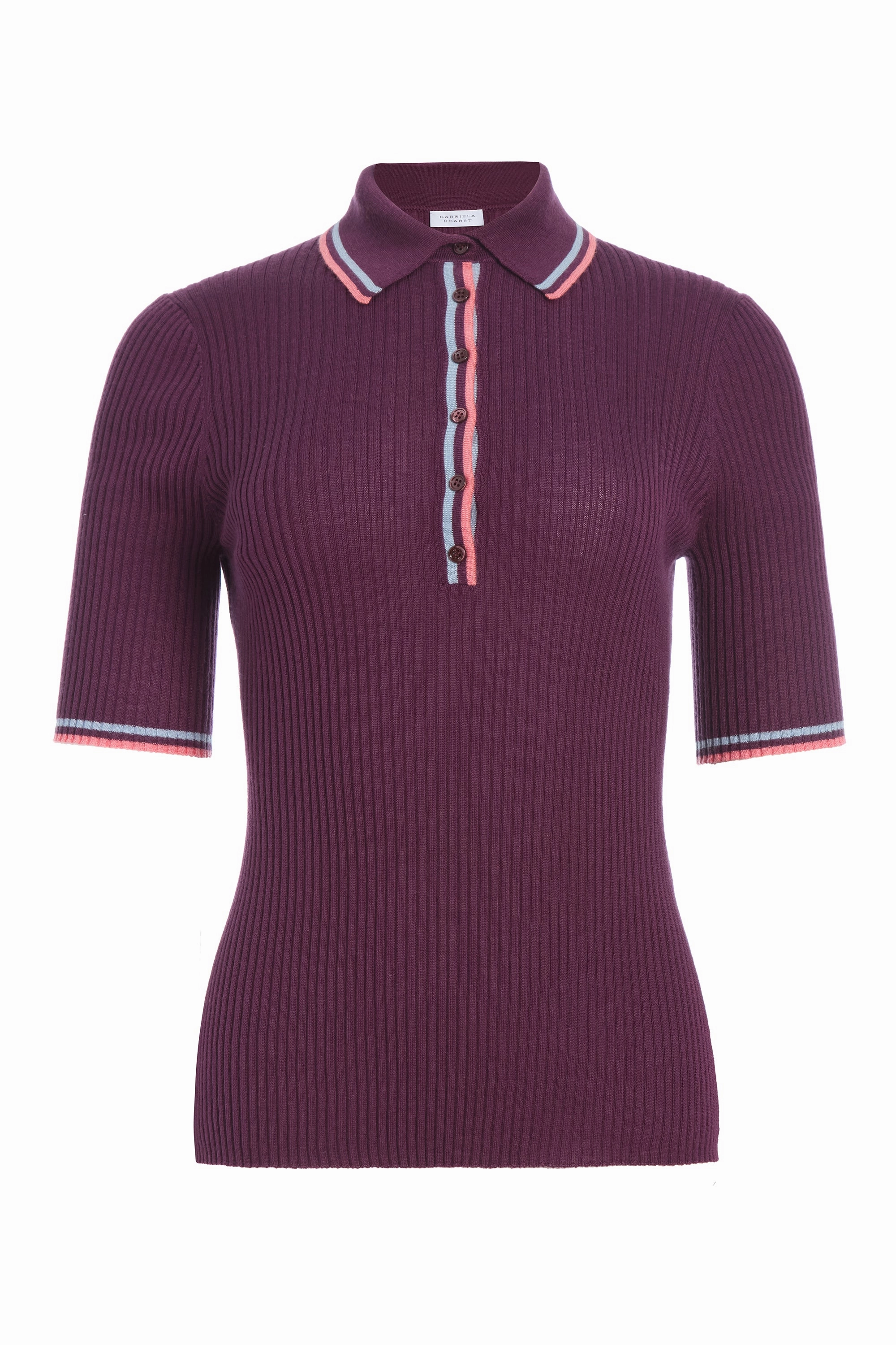 Fresh Warmth Non Chlorine Bleach Safe Perro Knit Polo in Italian Plum Cashmere Silk