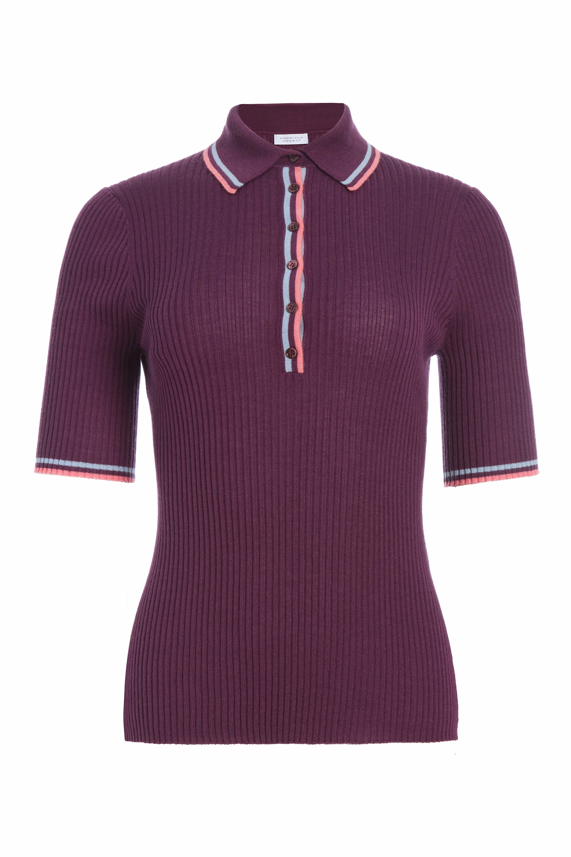 Ventilation Panel Design Durable Stitching Perro Knit Polo in Italian Plum Cashmere Silk