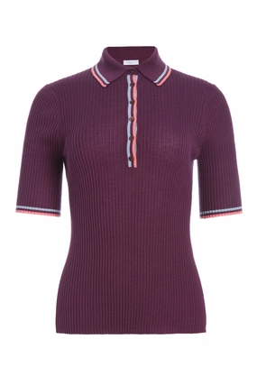 Perro Knit Polo in Italian Plum Cashmere Silk Trendy pick