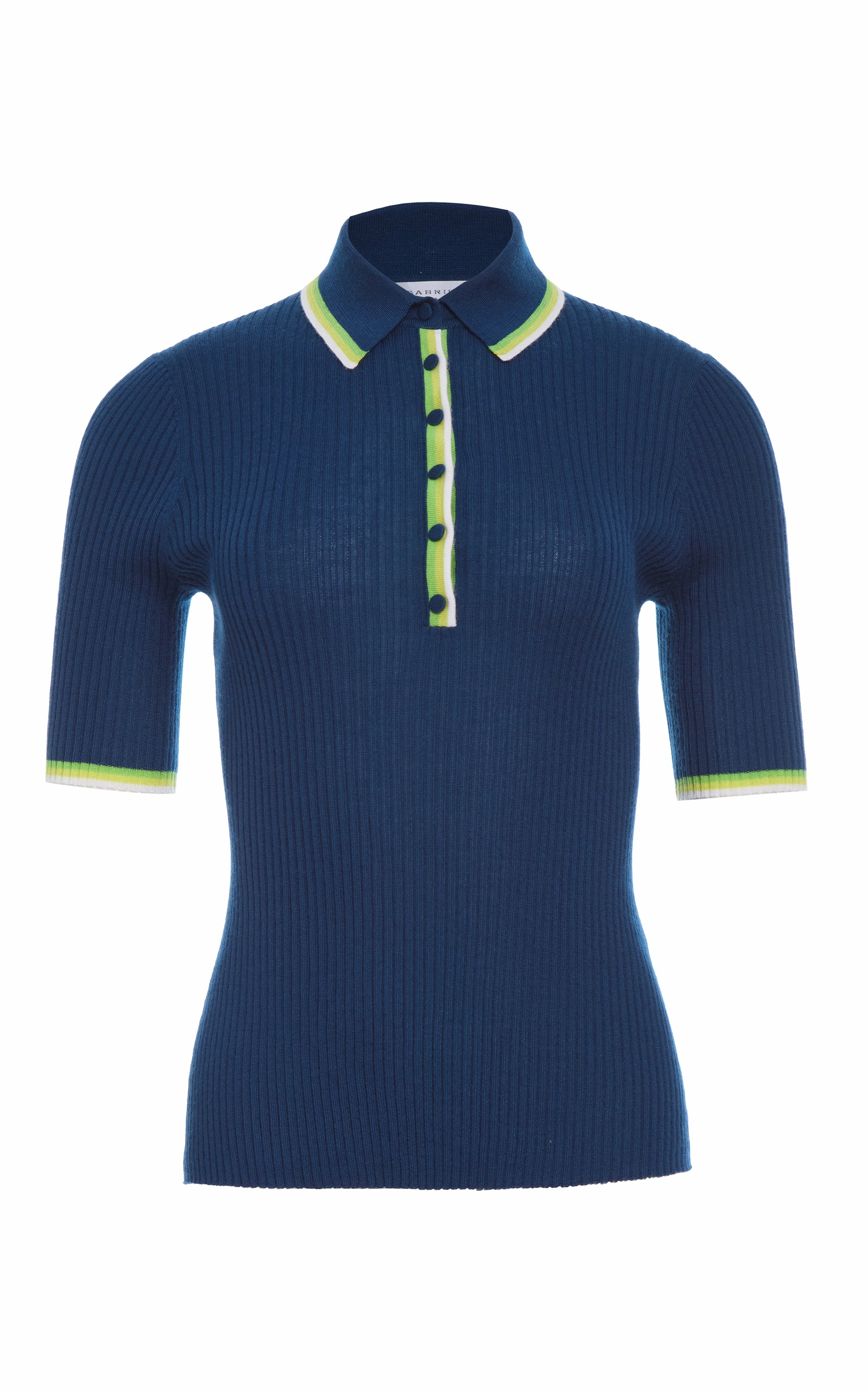 Bold Simplicity Perro Knit Polo in Washed Denim Cashmere Silk