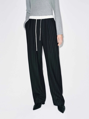 AntiSlipGrip Side Pockets Pinstripe Drawstring Trousers