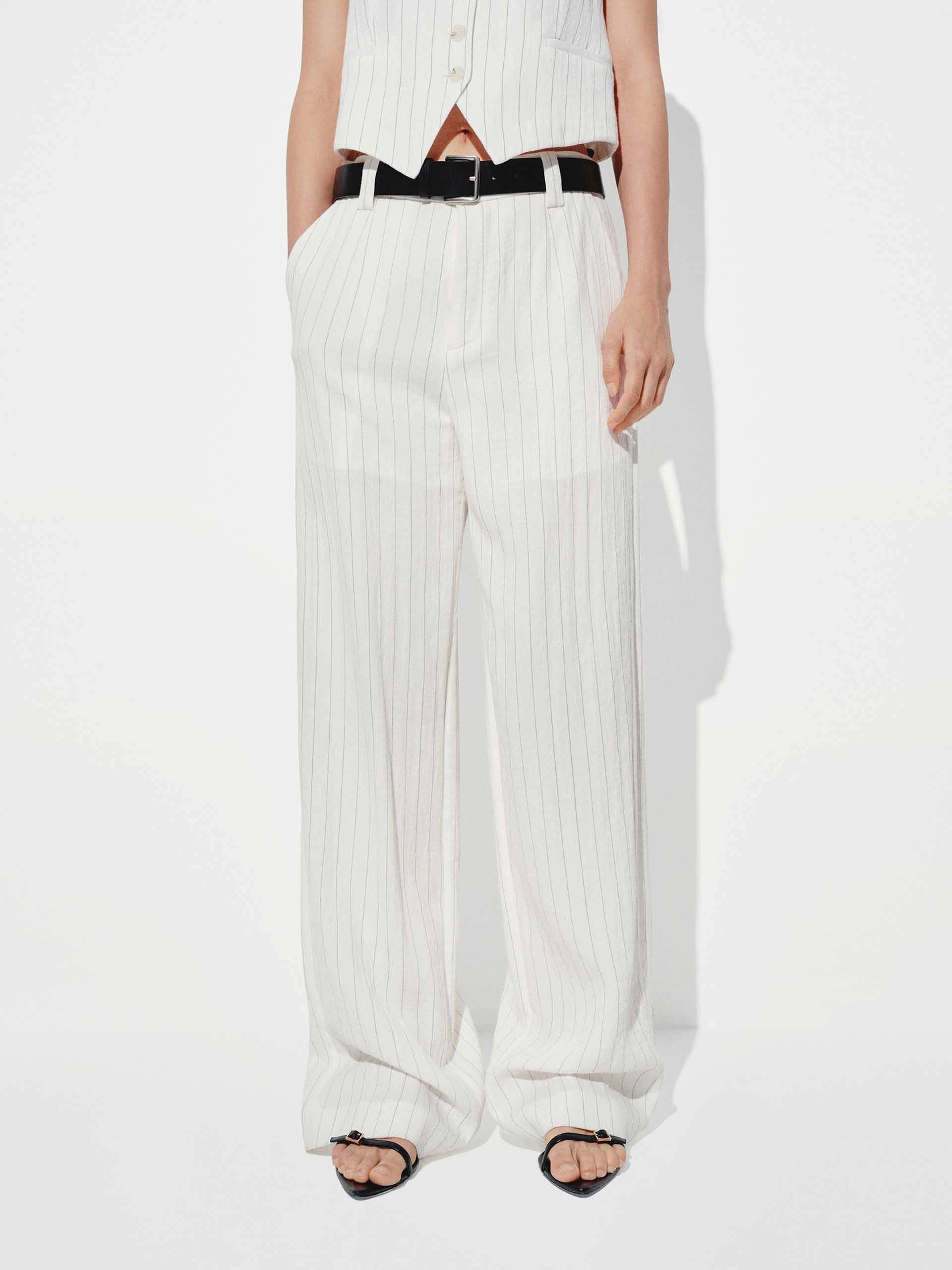 Layer Fit Unisex style Pinstripe Straight Trousers