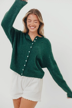 Piper Cardigan in Forest Green Cozy Knit
