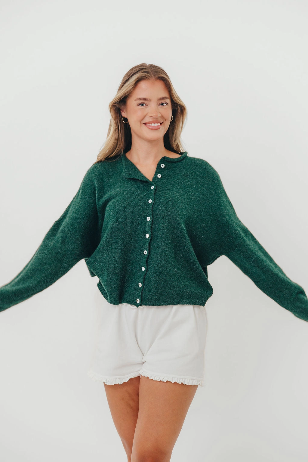 Winter Knitwear Piper Cardigan in Forest Green