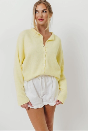 Smart Look Comfort Stretch Fit Piper Cardigan Top in Butter