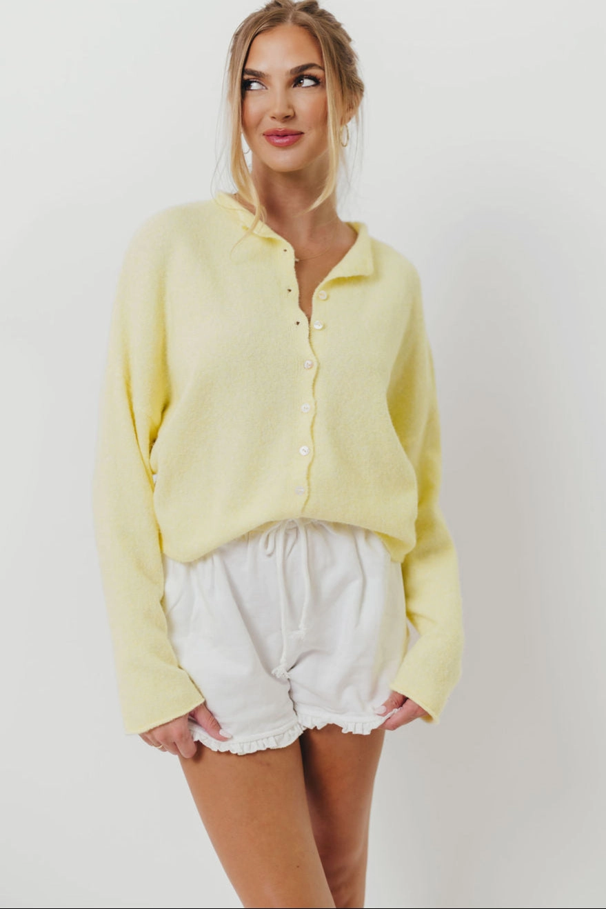 Smart Look Comfort Stretch Fit Piper Cardigan Top in Butter