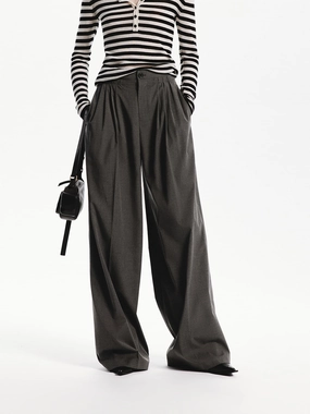 HighRiseWaistband Pleated Wide Leg Pants