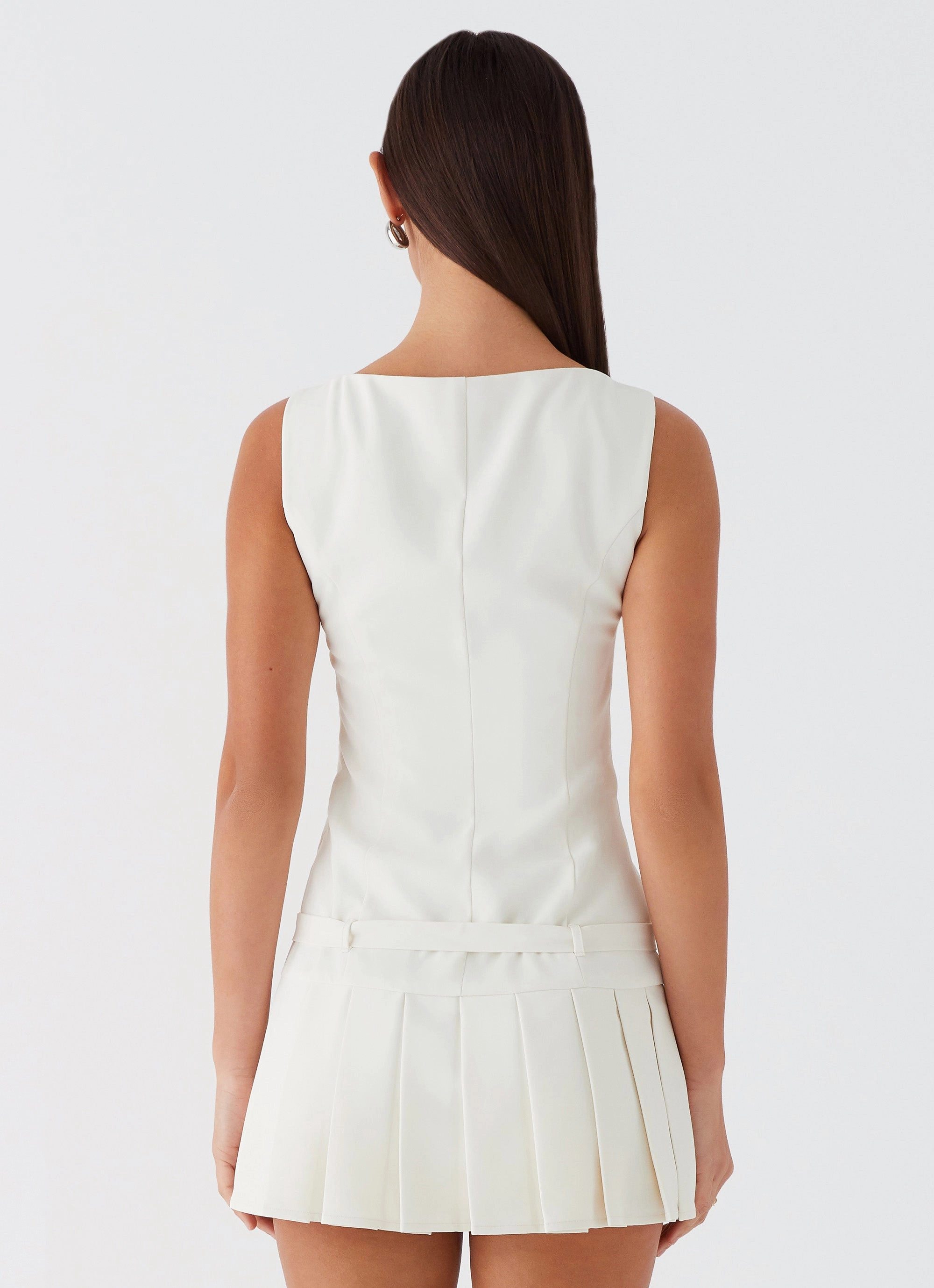 No More Excuses Belt Mini Dress - Ivory Shimmer-Finish Confident Touch