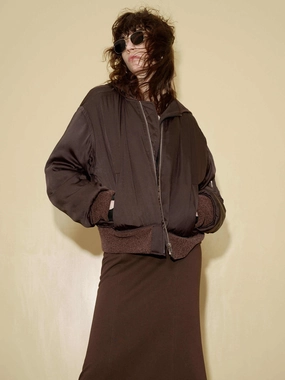 Quilted Shell Bomber Jacket Taped Edges