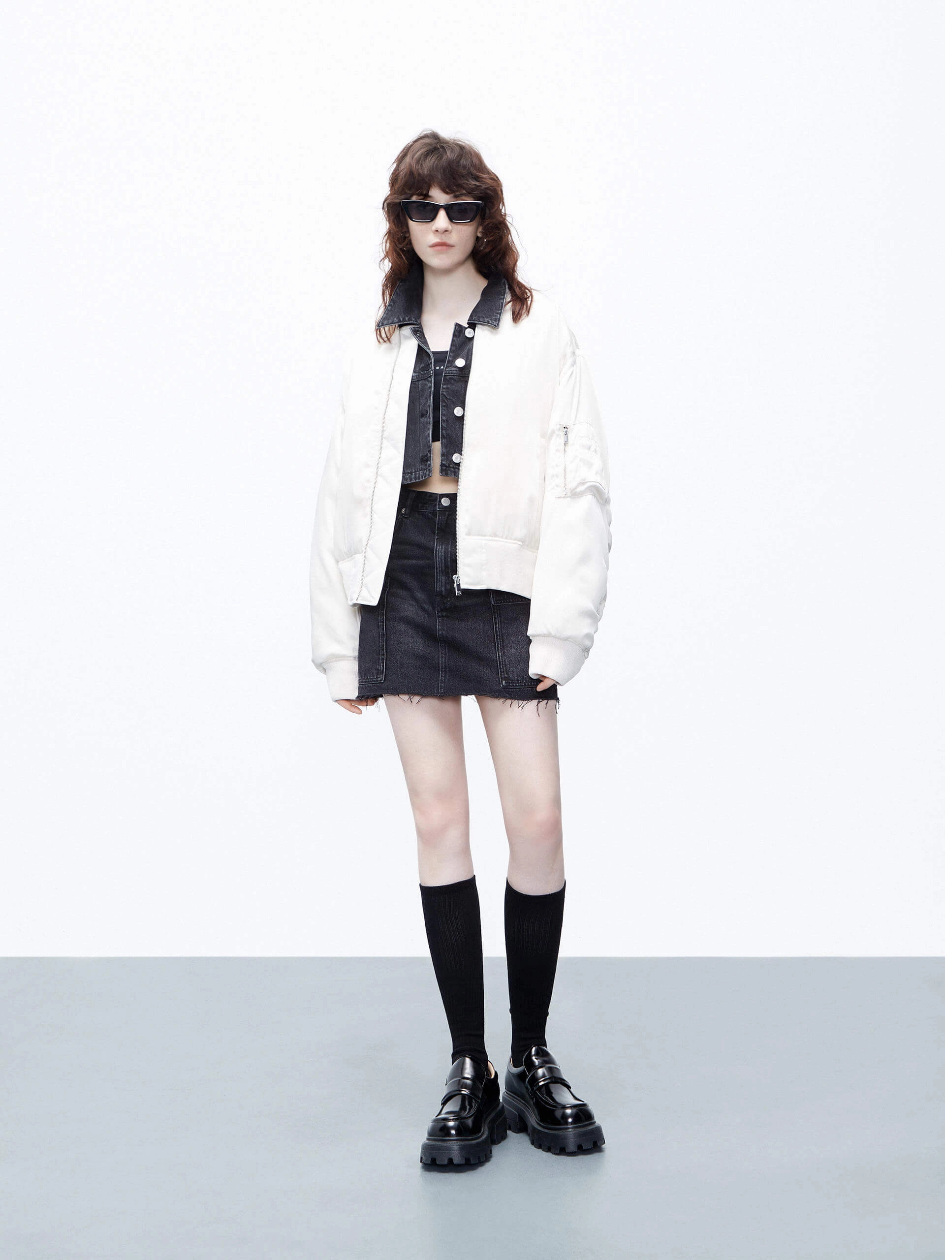 Quilted Shell Bomber Jacket Low Profile Fastening Soft Texture