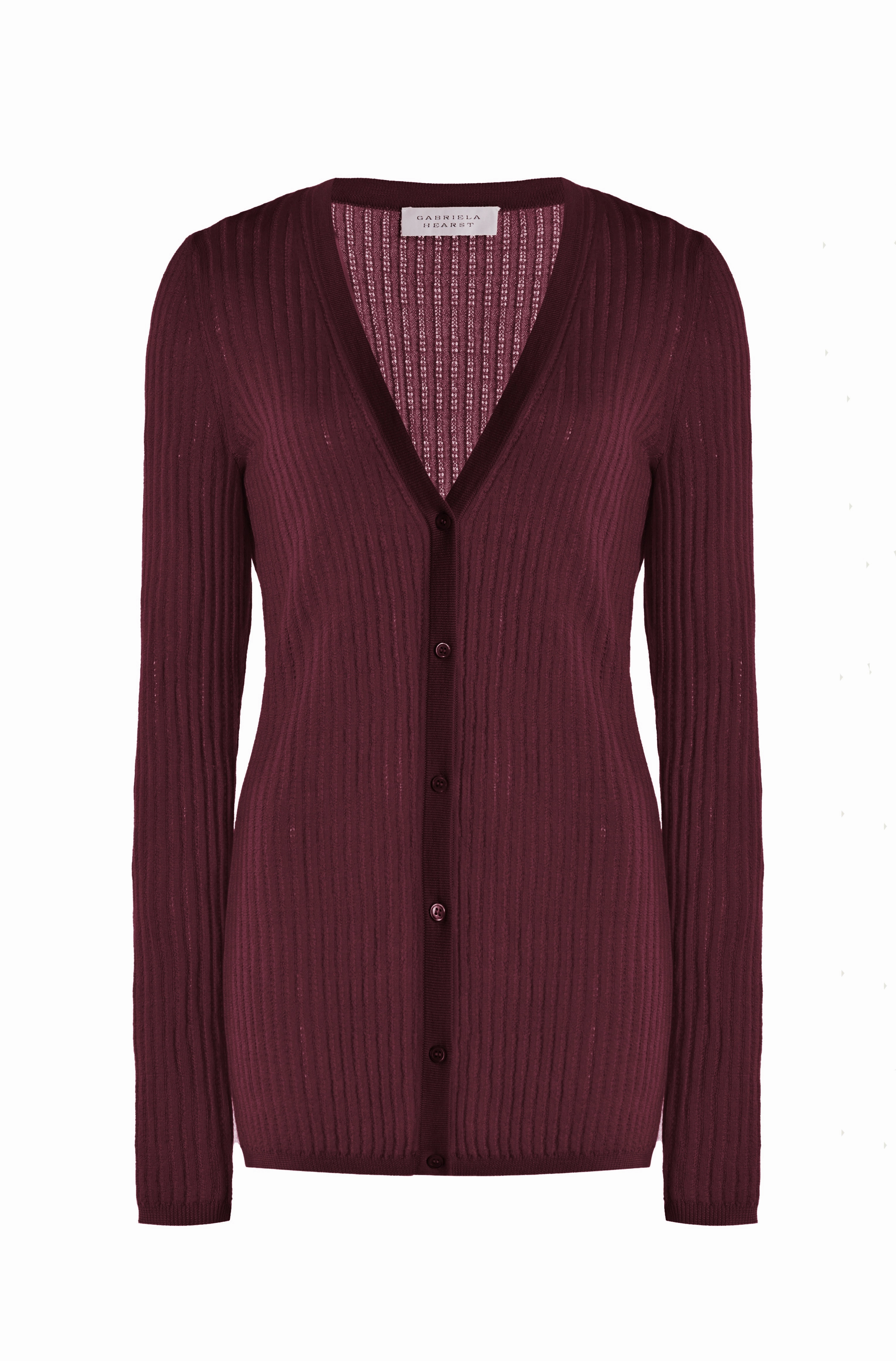 Travel Light Emma Pointelle Knit Cardigan in Bordeaux Cashmere Silk
