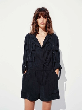 Sharp Bold Pocket Loose Straight Jumpsuit