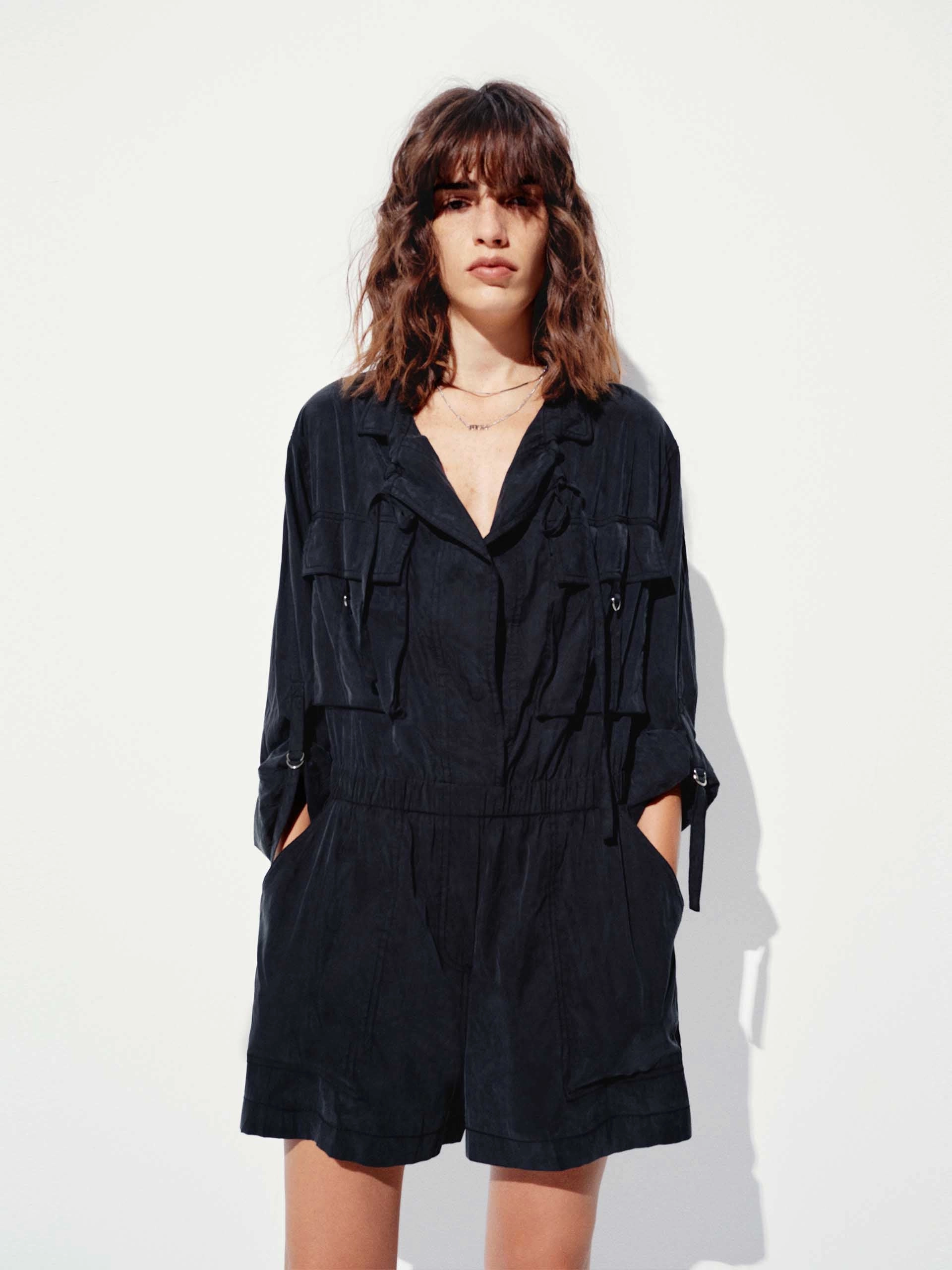 Sharp Bold Pocket Loose Straight Jumpsuit