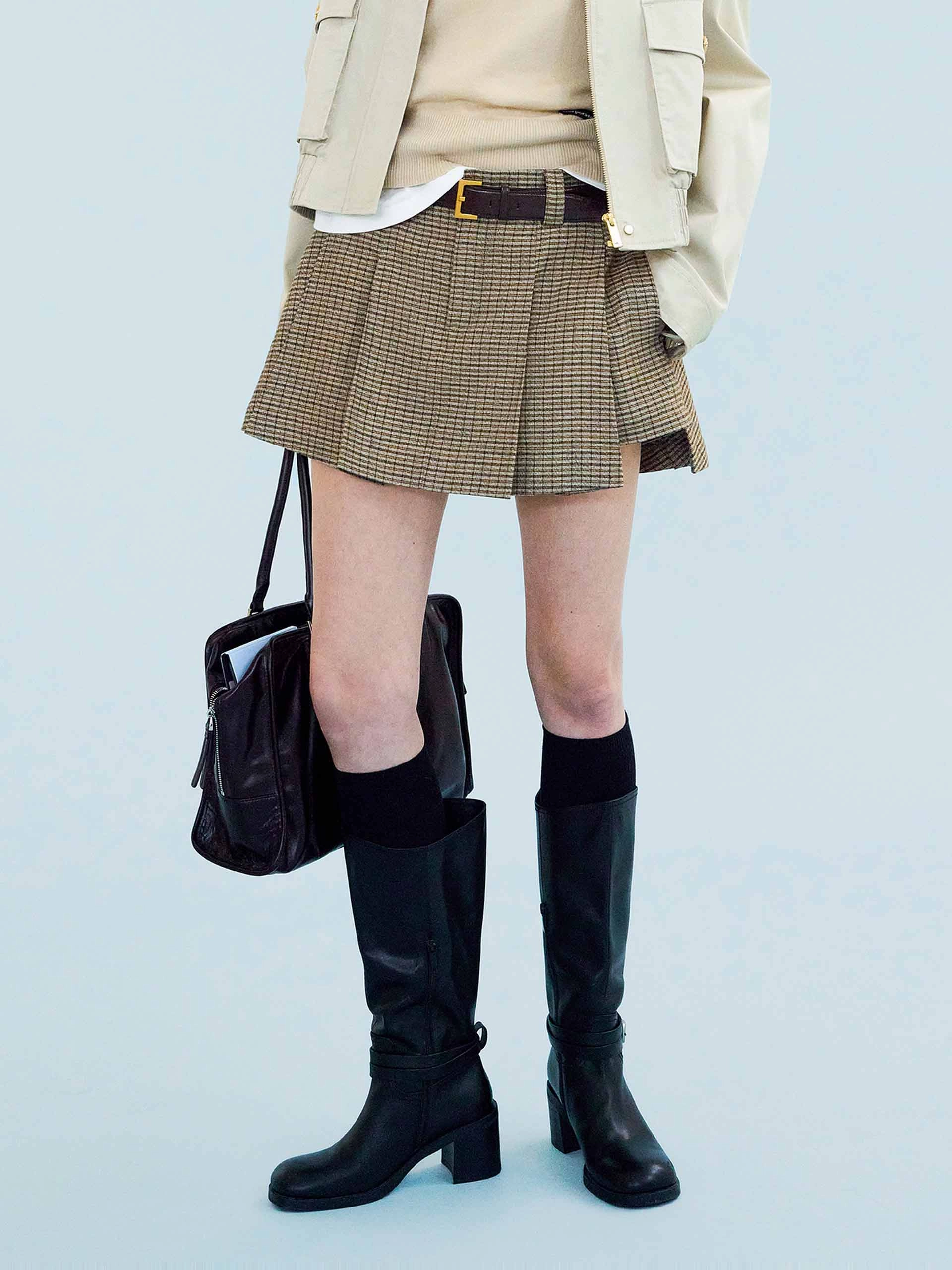 Linen Blend Pleated Skort Simple Mood