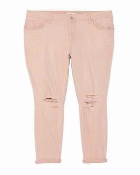 All Size Fit Luxury Textured Athlete Fit Naomi Rolled Color Skinny Jean | Mauve