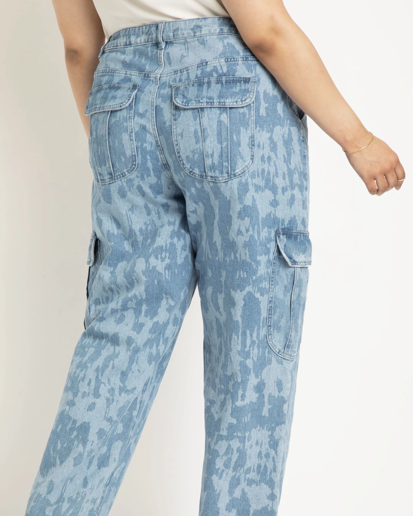Basic Style Smooth Minimalist Printed Cargo Jean | Set Sail