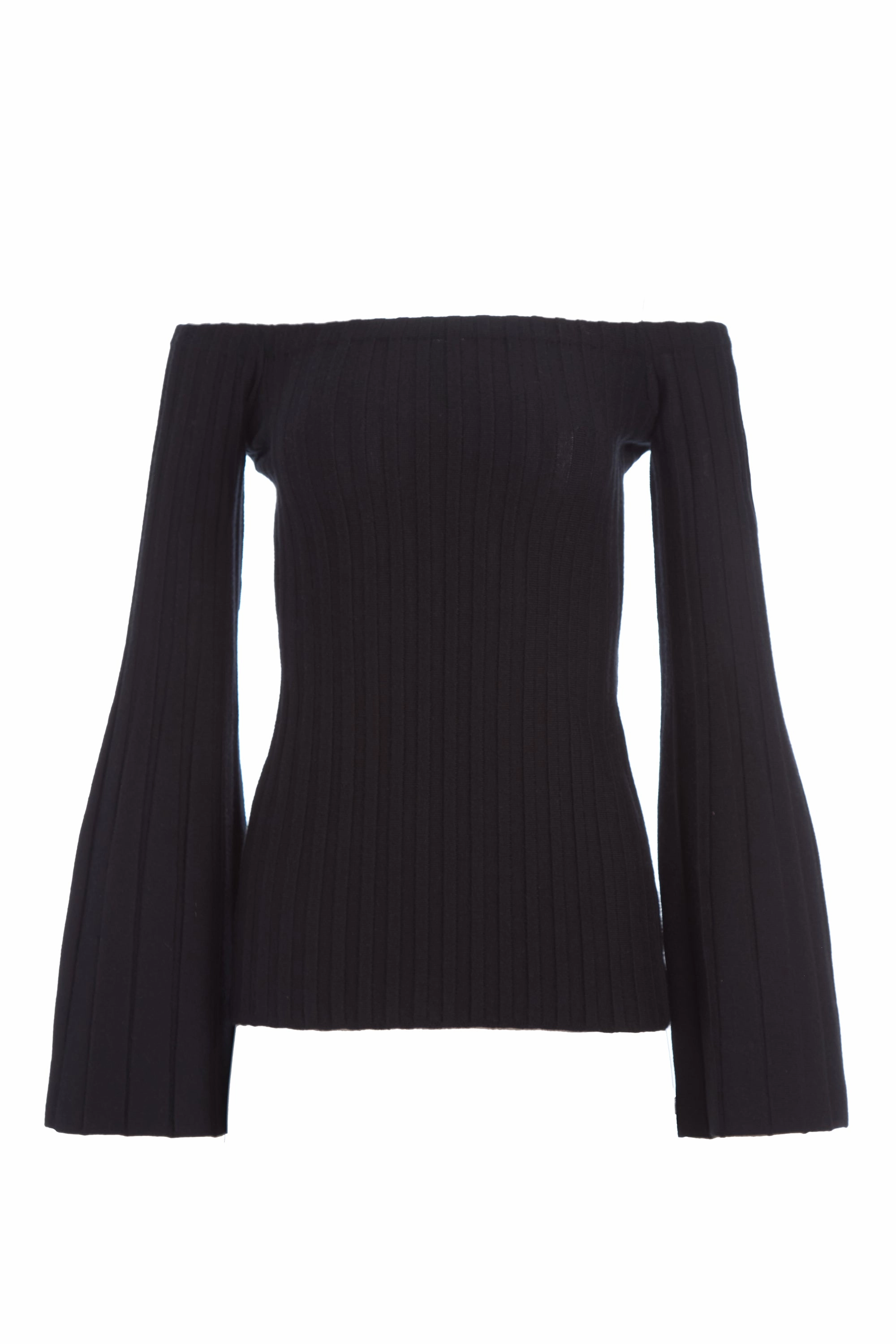 Nelson Knit Sweater in Black Merino Wool Cashmere Stretch Knit Backing Thermal regulation