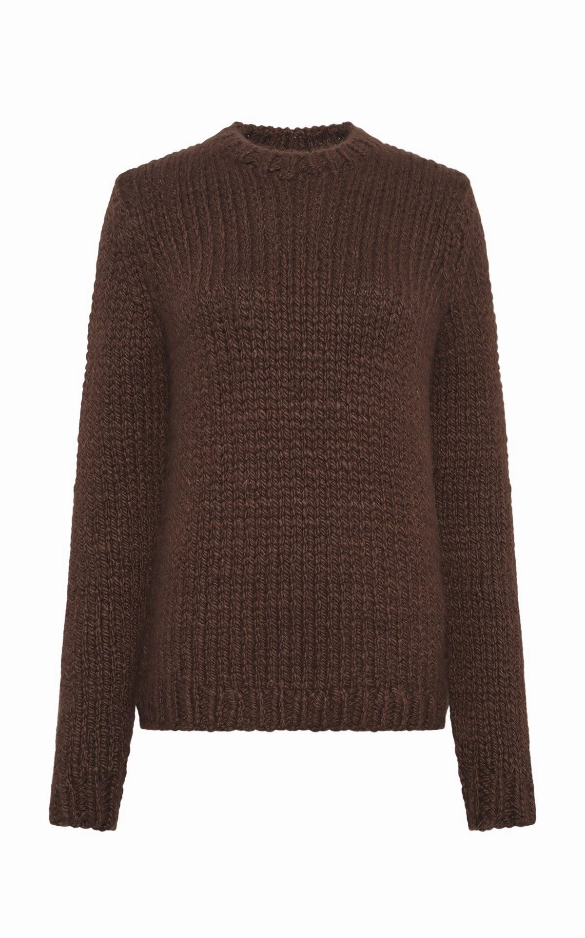 Breathable Material Poros Knit Sweater in Chocolate Cashmere