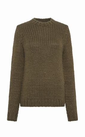 Poros Knit Sweater in Olive Cashmere WrinkleResistant Finish