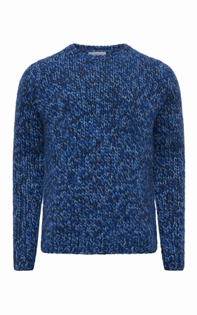Poros Knit Sweater in Sky, Cobalt & Dark Navy Cashmere Indoor Comfort