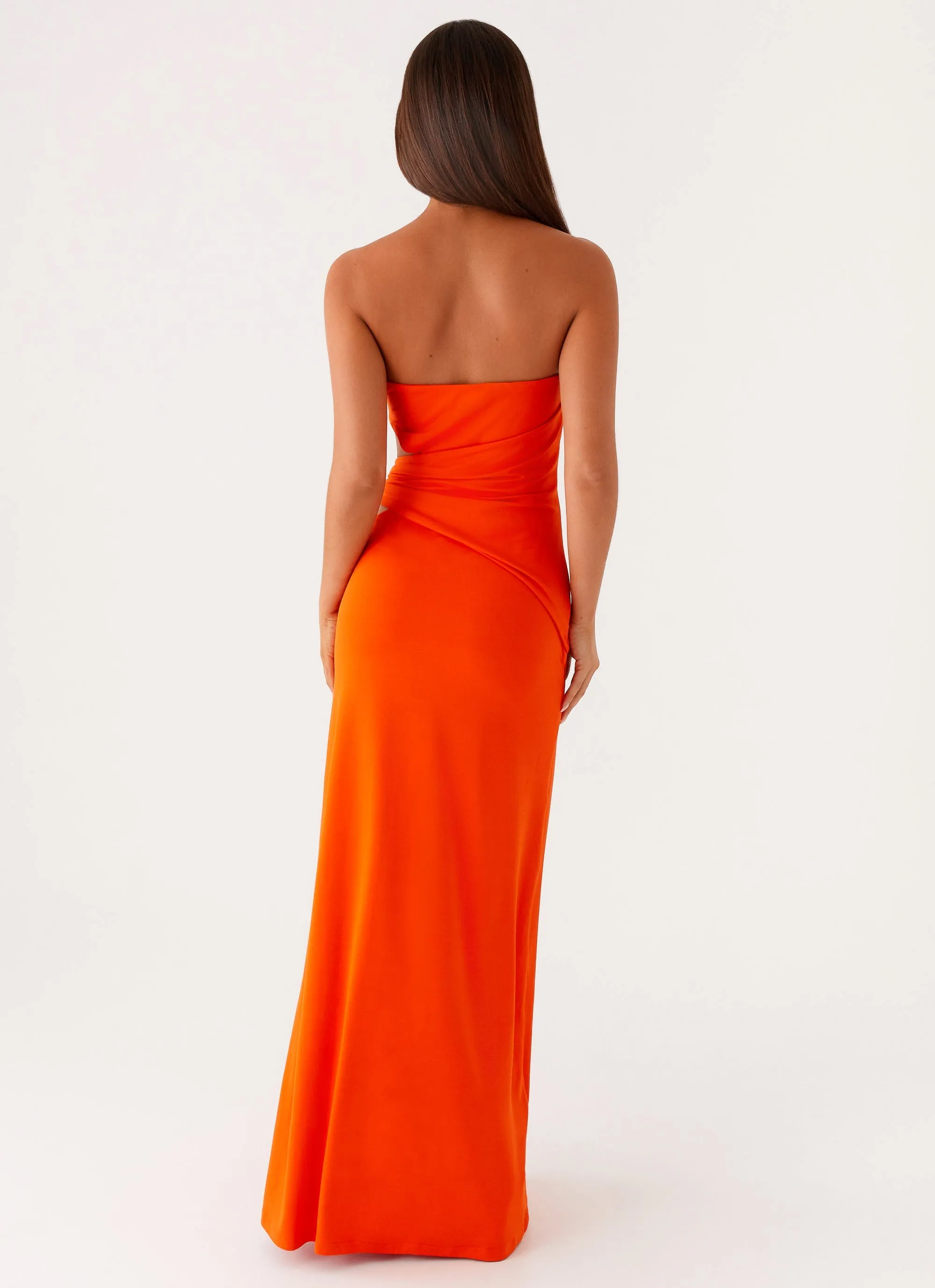 Silky Layer Stylish Line Anetta Maxi Dress - Orange