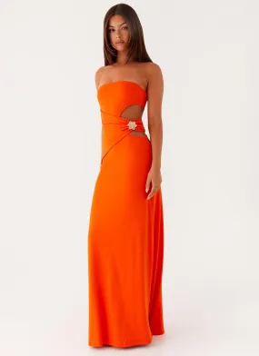 Feminine Tailoring Sharp Mood Anetta Maxi Dress - Orange