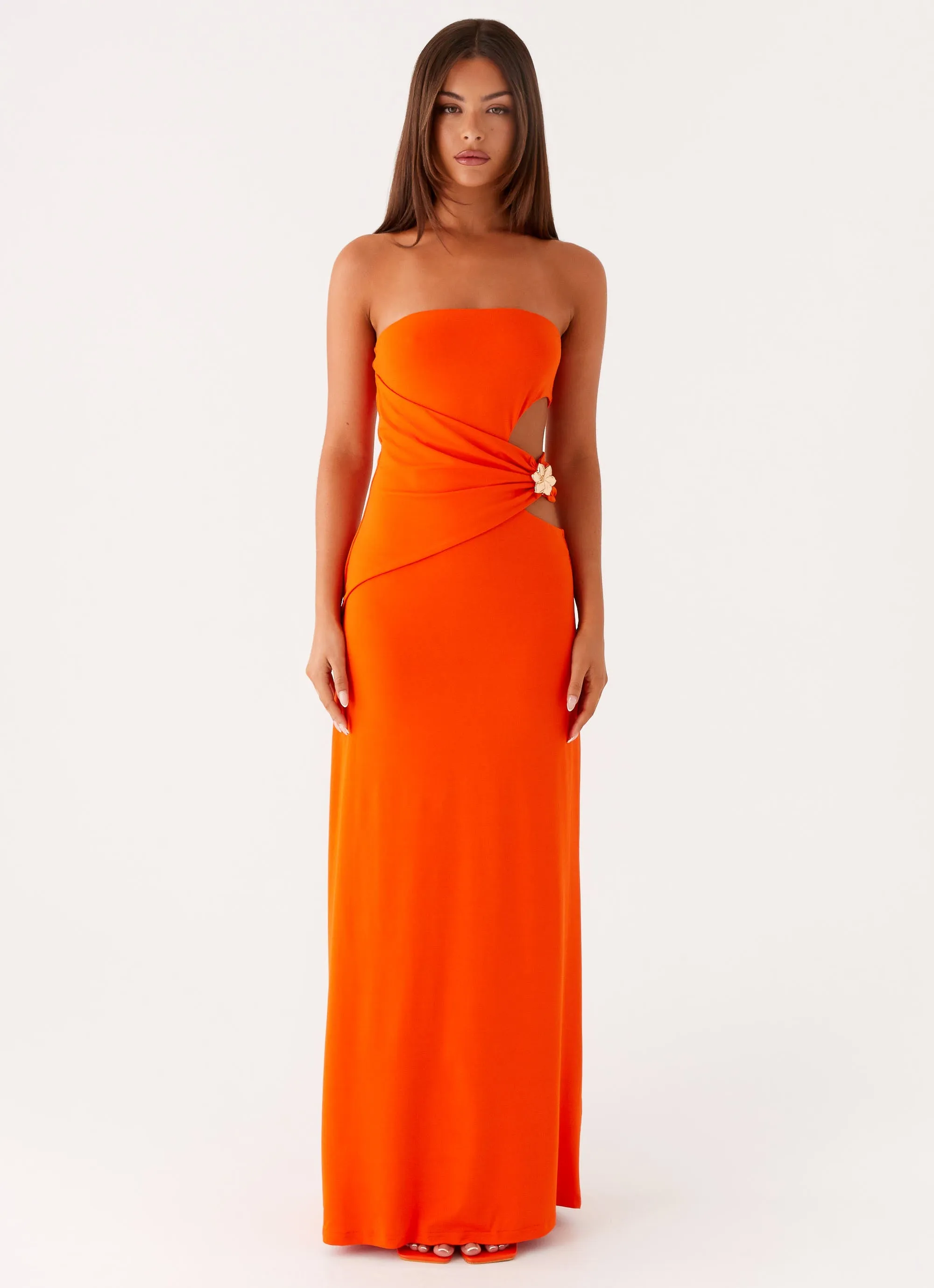 Bishop-Sleeve Anetta Maxi Dress - Orange