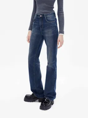 Casual Classic Comfortable Design High Rise Straight Jeans