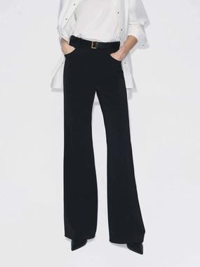 Side zipper Pressed Creases Flared Trousers