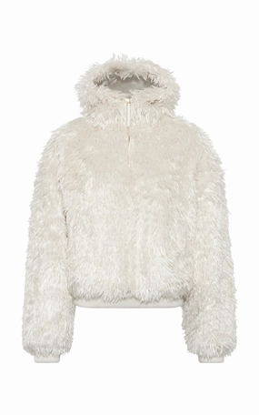 Classic Fit Cut Orlando Hoodie in Ivory Silk Fur